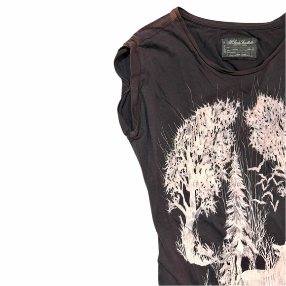 AllSaints AllSaints Spitalfields Dark Gray Tunic with White Nature Skull Graphic - Picture 4 of 14